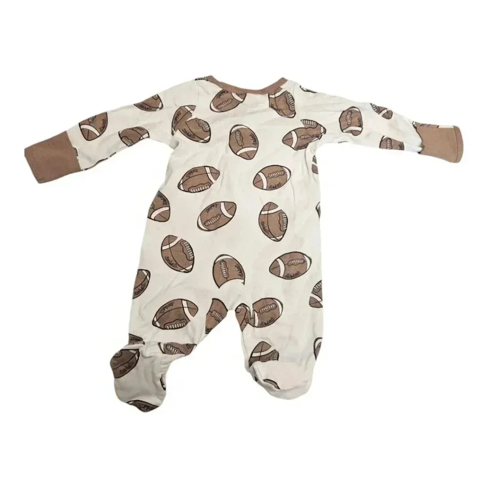 Preemie Football Footed Pajamas Bodysuit with Cuffed Sleeves and Zipper NWT